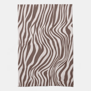 Cream Brown Zebra Print Tea Towel
