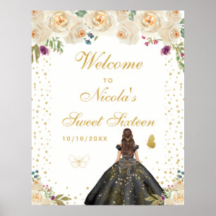 Cream Brunette Hair Girl Sweet Sixteen Welcome Poster