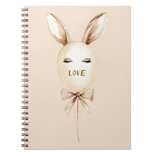 Cream Bunny Ears Balloon Gold Sparkle Eyes Notebook
