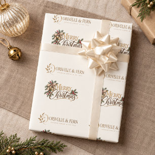 Cream business logo Christmas Wrapping Paper