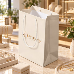 Cream business logo vendor booth boutique medium gift bag