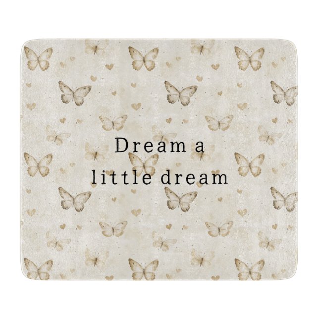 Cream Butterflies Hearts   Cutting Board (Front)