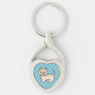 Cream Cairn Terrier Cartoon Dog Illustration Key Ring