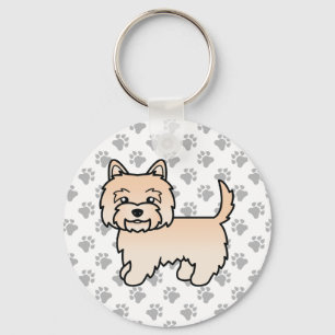 Cream Cairn Terrier Cute Cartoon Dog Key Ring