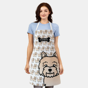 Cream Cairn Terrier Cute Cartoon Dog & Name Apron