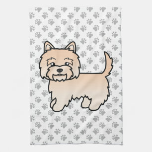 Cream Cairn Terrier Cute Cartoon Dog Tea Towel