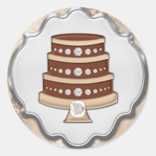 Cream Cake Couture Damask Round Bakery Label