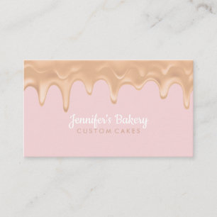 Cream Caramel Dripping Bakery Pastry Chef Cake Business Card