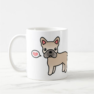 Cream Cartoon French Bulldog Love Coffee Mug