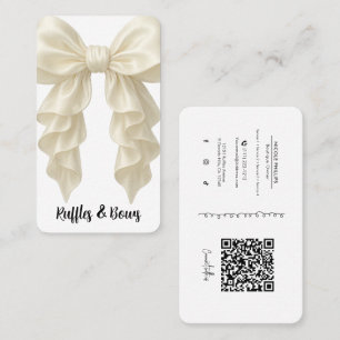 Cream Cascade Ruffle Bow Elegant Posh Boutique QR Business Card