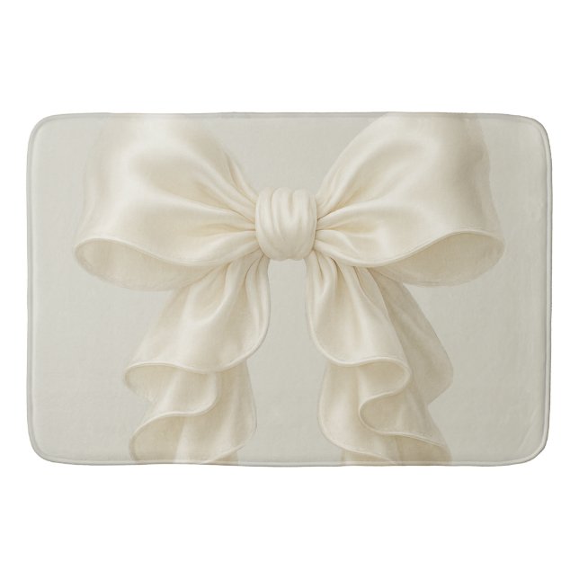 Cream Cascade Ruffle Bow Elegant Posh Girly Bath Mat (Front)