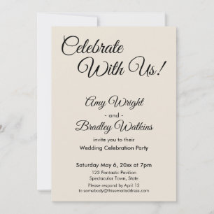 Cream Celebrate With Us! Simple, Elegant Reception Invitation