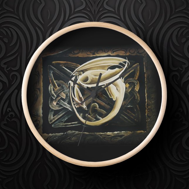 Cream Celtic Art Dragon Fantasy Clock (Creator Uploaded)