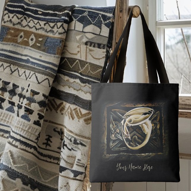 Cream Celtic Art Dragon Fantasy Tote Bag (Creator Uploaded)