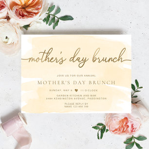 Cream Champagne Watercolour Mother's Day Brunch Invitation