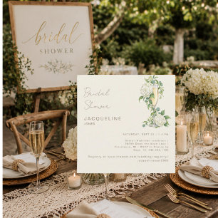 Cream Champagne White Hydrangea Bridal Shower Invitation