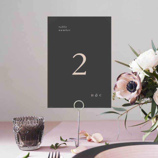 Cream Charcoal Modern Elegant Two Tone Wedding Table Number (Creator Uploaded)