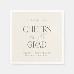 Cream Charcoal Personalised Cheers Grad Party Napkin