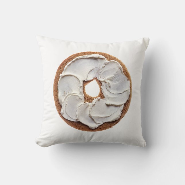 Cream Cheese Bagel Throw Pillow (Front)
