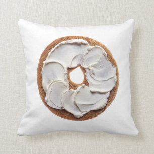 Cream Cheese Bagel Throw Pillow