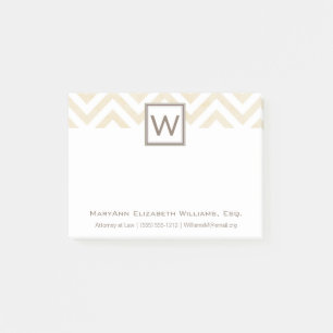 Cream Chevron Executive Name & Monogram Post-it Notes