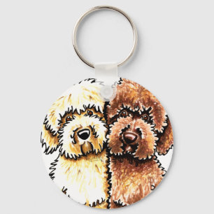 Cream Chocolate Labradoodles Key Ring
