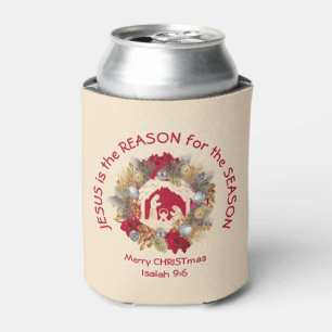 Cream Christmas JESUS IS THE REASON Can Cooler