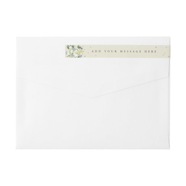 Cream Christmas Snowberry+Eucalyptus Skinny Wrap Around Label (Back)