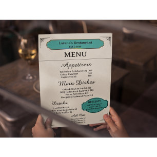 Cream Classic Vintage Restaurant Menu Card