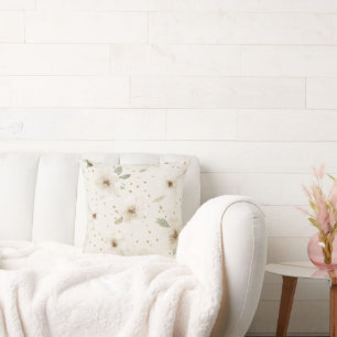 Cream Cocoa Brown Flowers Stripes Cushion