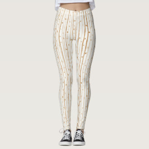 Cream Coffee Brown Stripes Dots Leggings