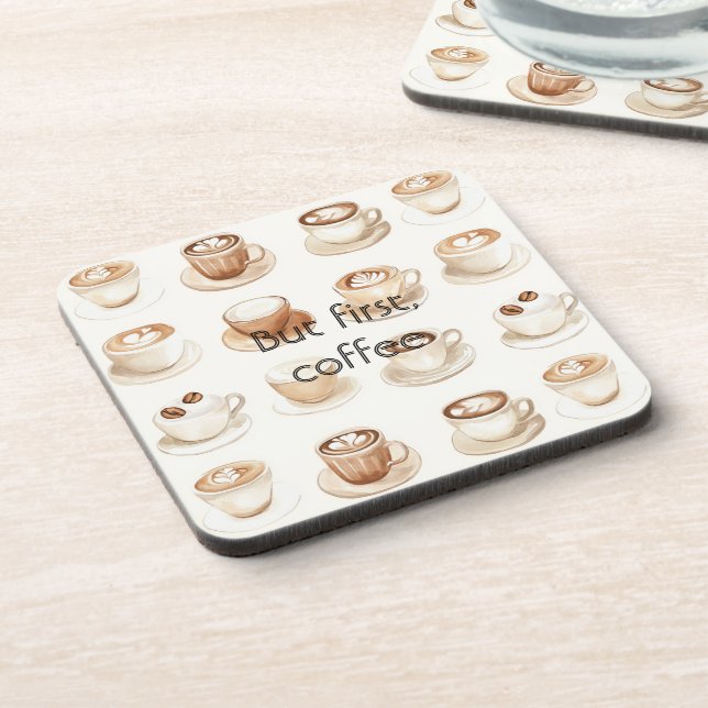 Cream Coffee Cups Coaster (Left Side)