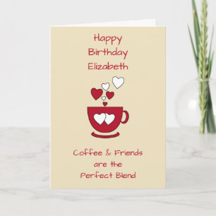 Cream Coffee & Friends Birthday greeting Card