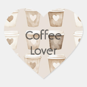 Cream Coffee Heart Cups   Sticker