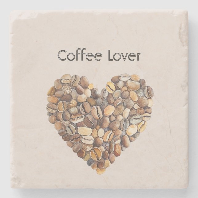 Cream Coffee Heart Cups Stone Coaster (Front)
