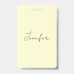 Cream color elegant modern minimalist plain name ID badge