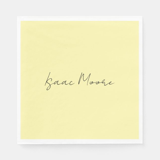 Cream Color Plain Elegant Script Calligraphy Name Napkin (Front)