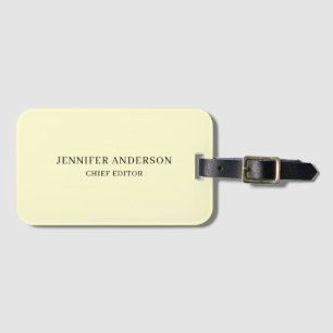 Cream Color Professional Modern Plain Minimalist Luggage Tag