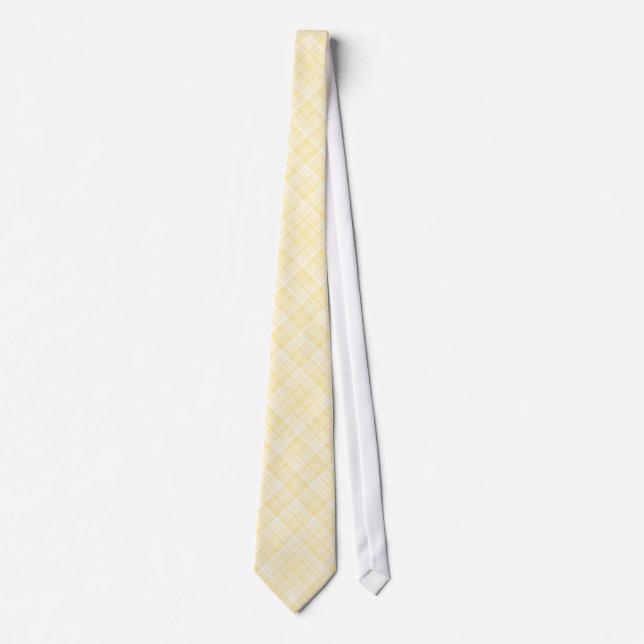 Cream Colour Christmas 1 Plaid Pattern Men's Tie (Front)