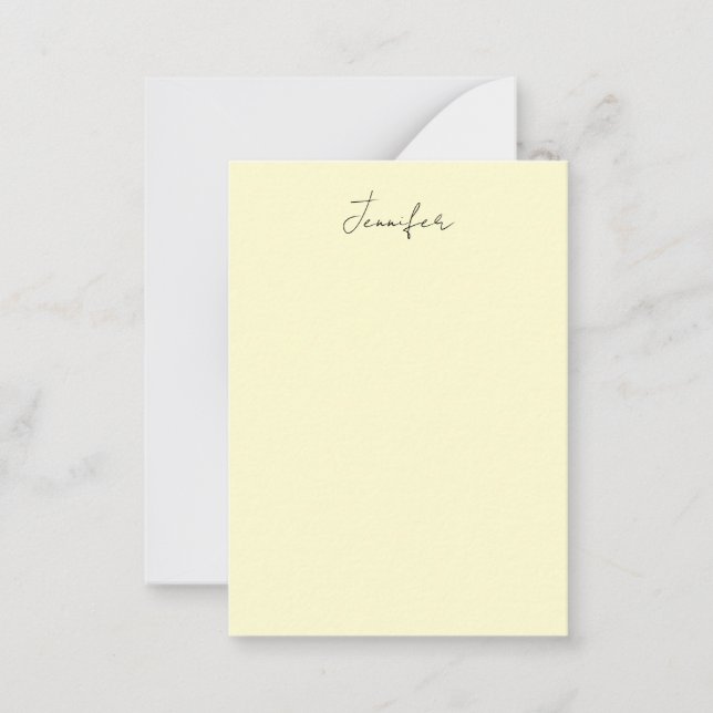 Cream colour elegant modern minimalist plain name card (Front)