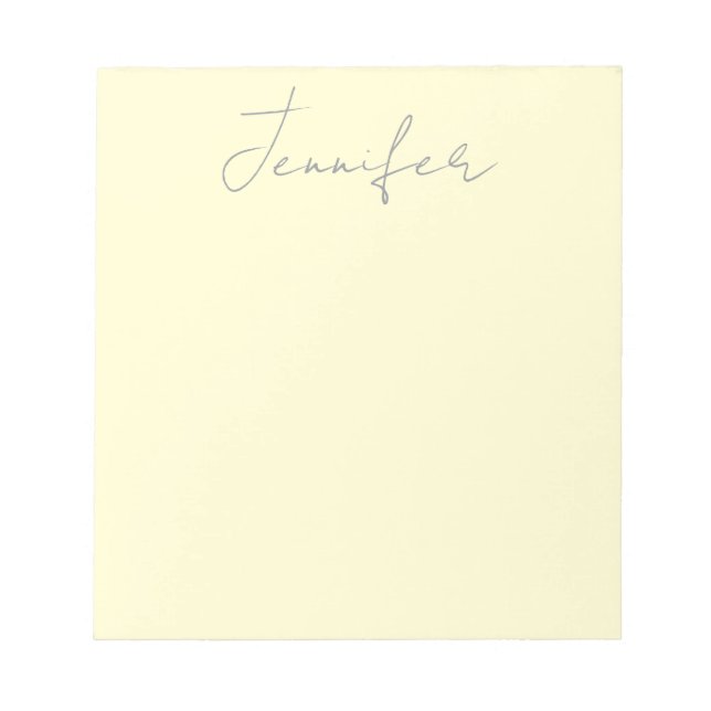 Cream colour elegant modern minimalist plain name notepad (Front)