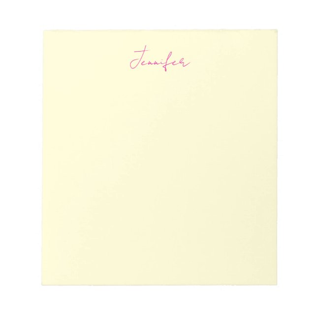 Cream colour elegant modern minimalist plain name notepad (Front)