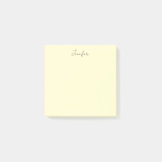 Cream colour elegant modern minimalist plain name post-it notes (Front)