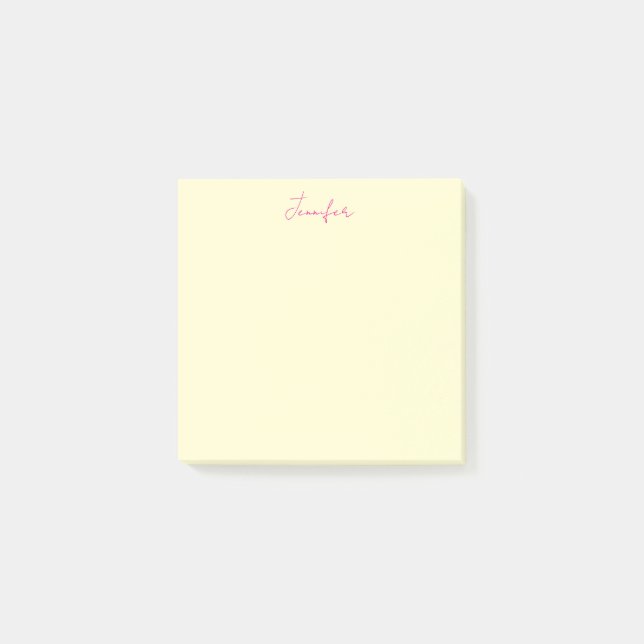 Cream colour elegant modern minimalist plain name post-it notes (Front)