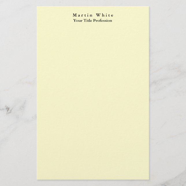 Cream Colour Plain Elegant Professional Modern Stationery (Front)