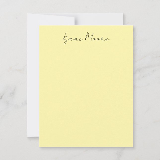 Cream Colour Plain Elegant Script Calligraphy Name Card (Front)