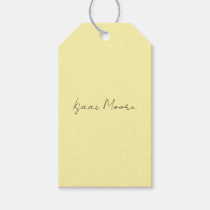 Cream Colour Plain Elegant Script Calligraphy Name Gift Tags