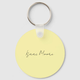 Cream Colour Plain Elegant Script Calligraphy Name Key Ring