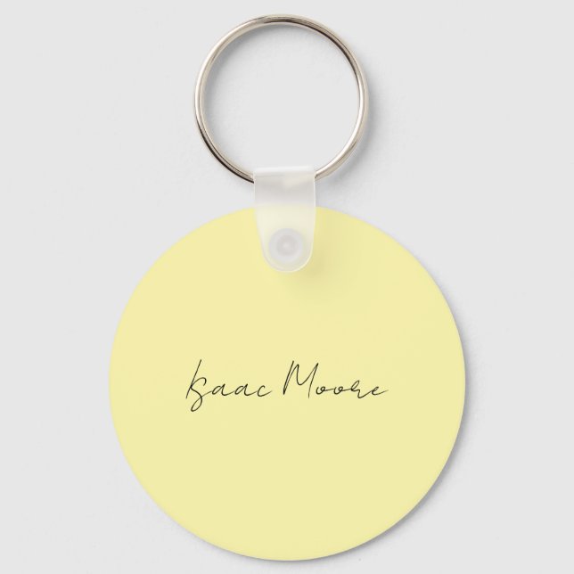 Cream Colour Plain Elegant Script Calligraphy Name Key Ring (Front)