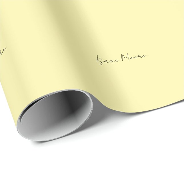 Cream Colour Plain Elegant Script Calligraphy Name Wrapping Paper (Roll Corner)